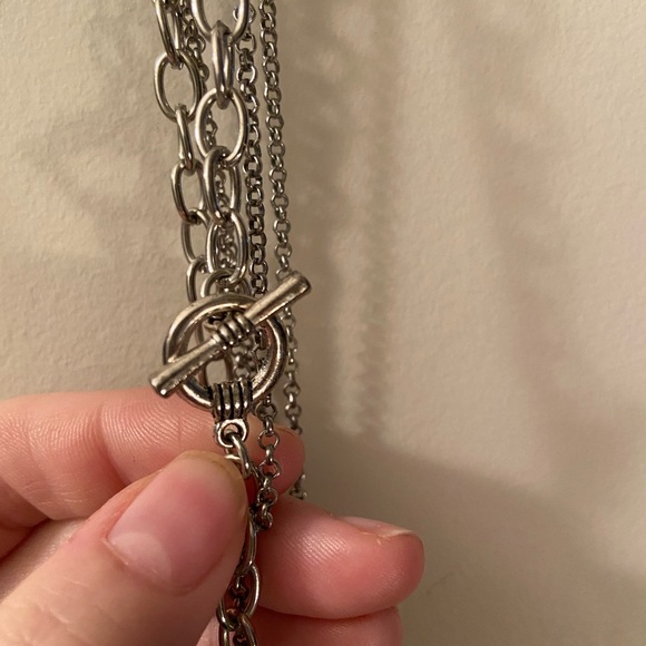Multi strand necklace in silver tone and rhodium coating NWOT - Picture 5 of 6